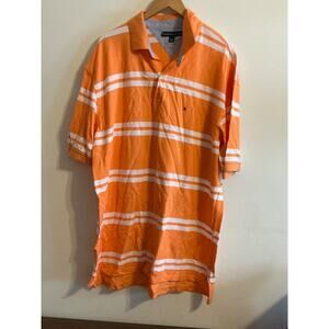 Mens Tommy Hilfiger Short Sleeve Polo- Orange And White size XXL
